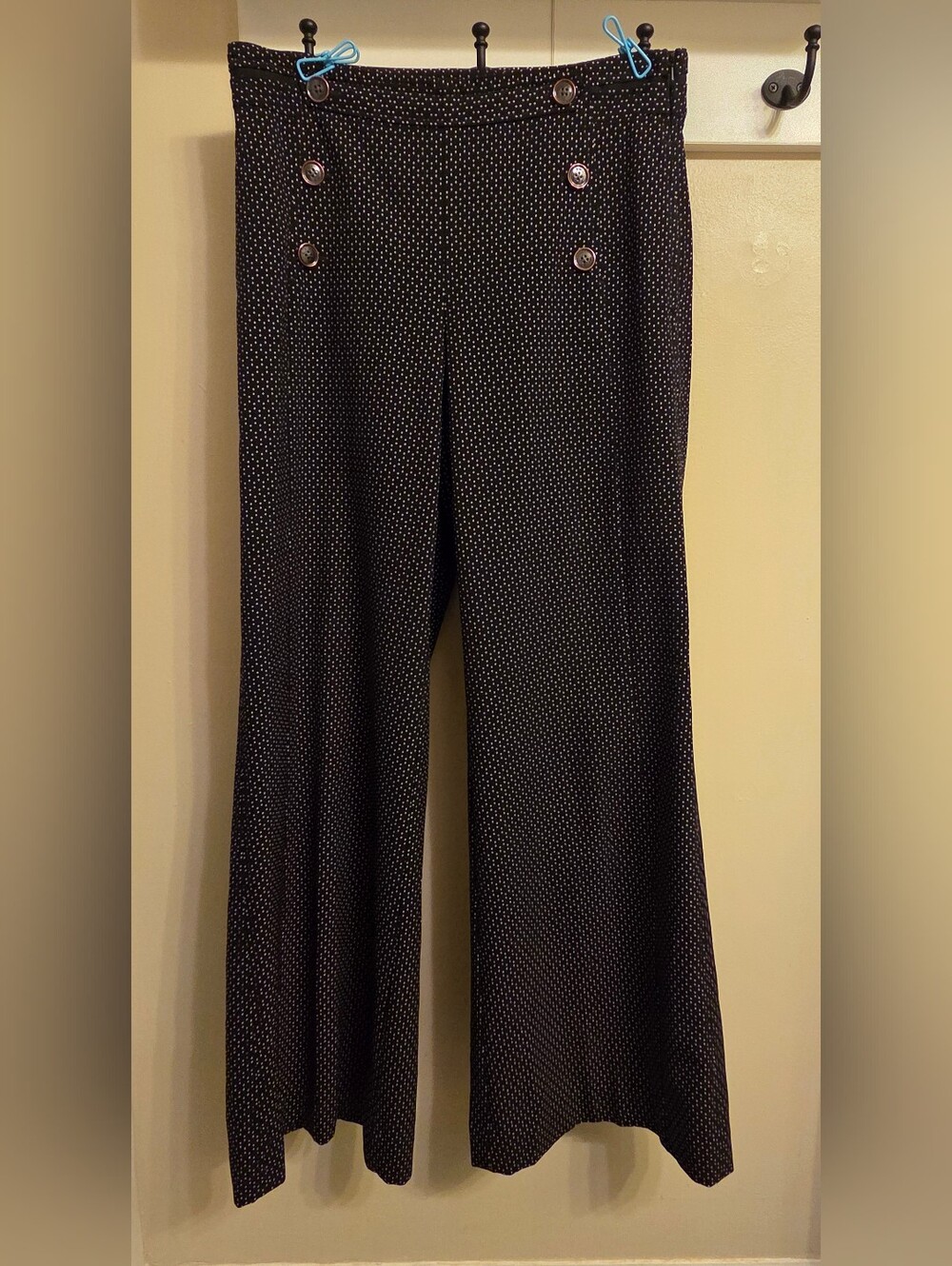 ​Anthropologie Elevenses Sailor Pants 10 Polka Dot Wide Leg Retro Twee Corporate